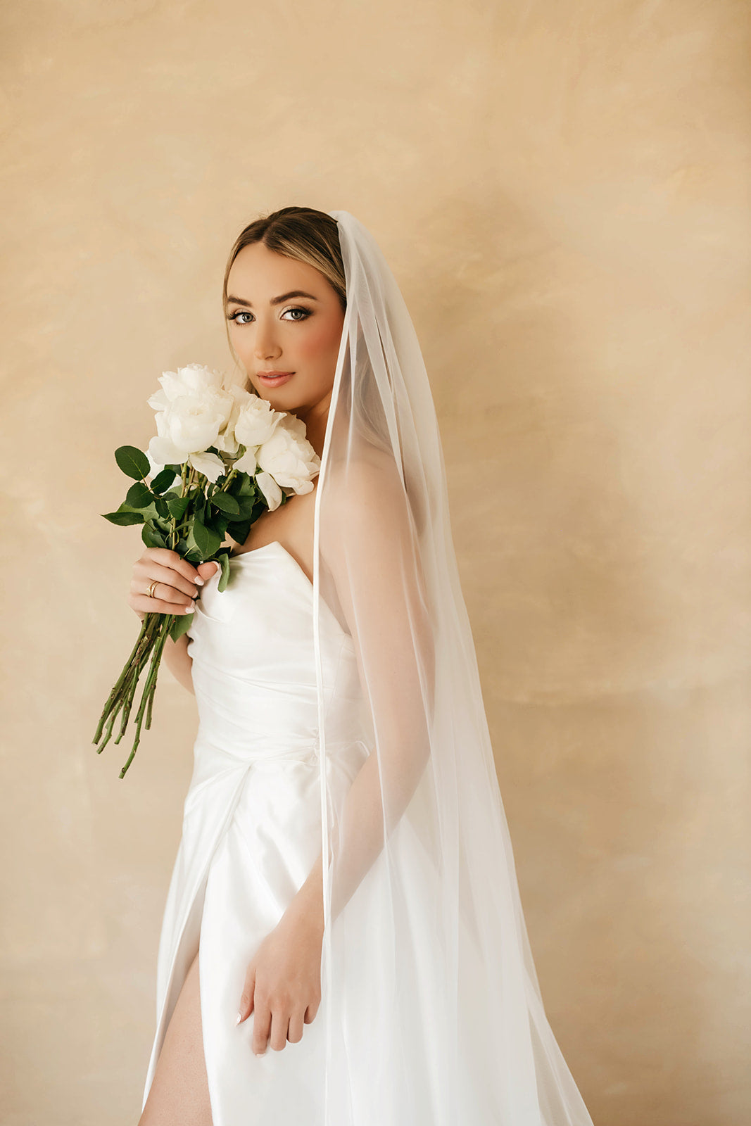 Satin Ribbon Edge Long Tulle Bridal Veil with Comb – BestWeddingVeil